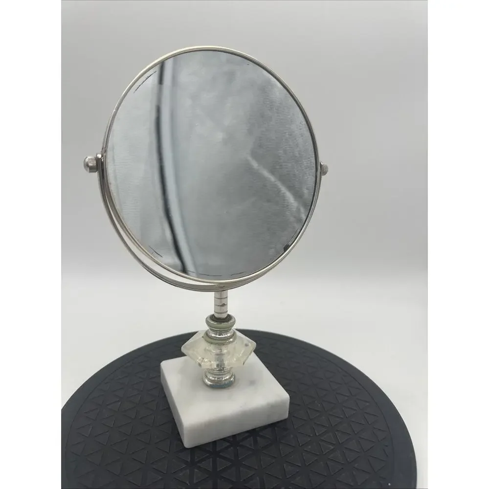 Vintage Italian Marble Pedestal Vanity Makeup Mirror Ornate Mirror